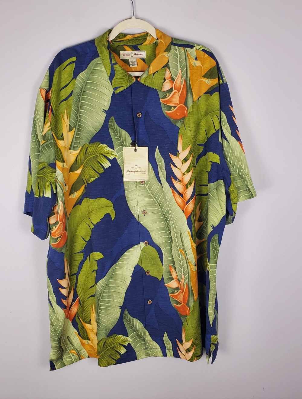 TOMMY BAHAMA 100% SILK SHORT SLEEVE BUTTON UP Shirt Size 2XT NWT